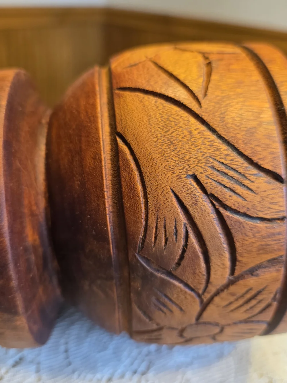 VTG Artisan-Carved Wood Haitian Mortar And Pestle Large Pilon Footed